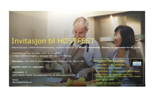 INVITASJON TIL HØSTFEST PÅ BRUKET 20.SEPTEMBER