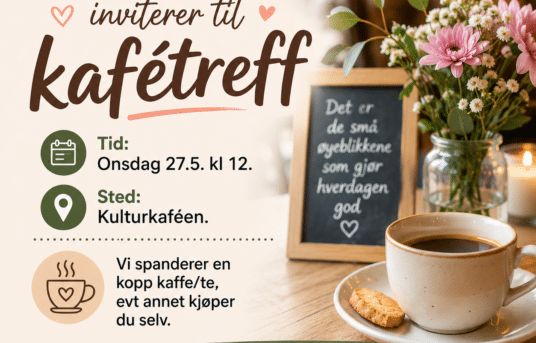 Kafétreff onsdag 27. mai kl 12!