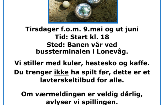 Kulespill/hesteskokasting starter igjen