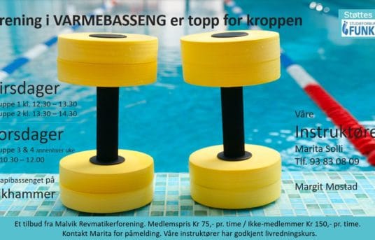 Varmtvannstrening Drammen – start 21.august, uke 34