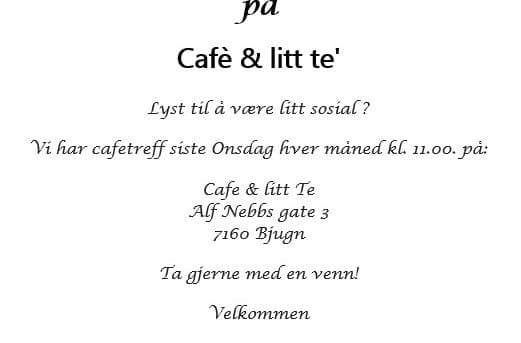Cafetreff i Bjugn 25.8.2021 Kl 11.00