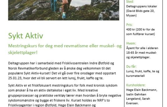 Velkommen til kurs for deg med revmatisme eller muskel- og skjelettplager!