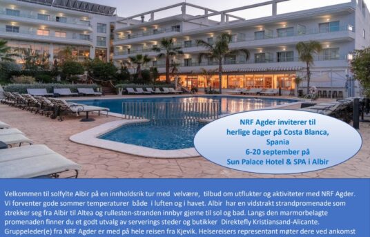 Bli med NRF Agder Fylkeslag til Costa Blanca, Spania