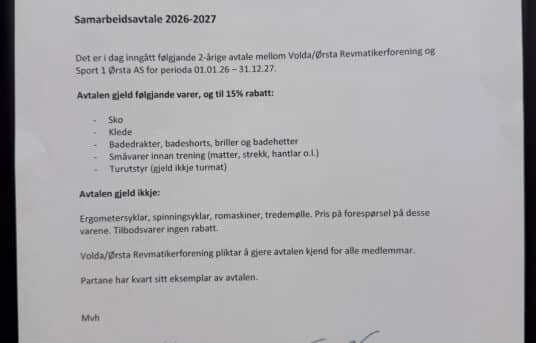Samarbeidsavtale med Sport 1 Ørsta AS